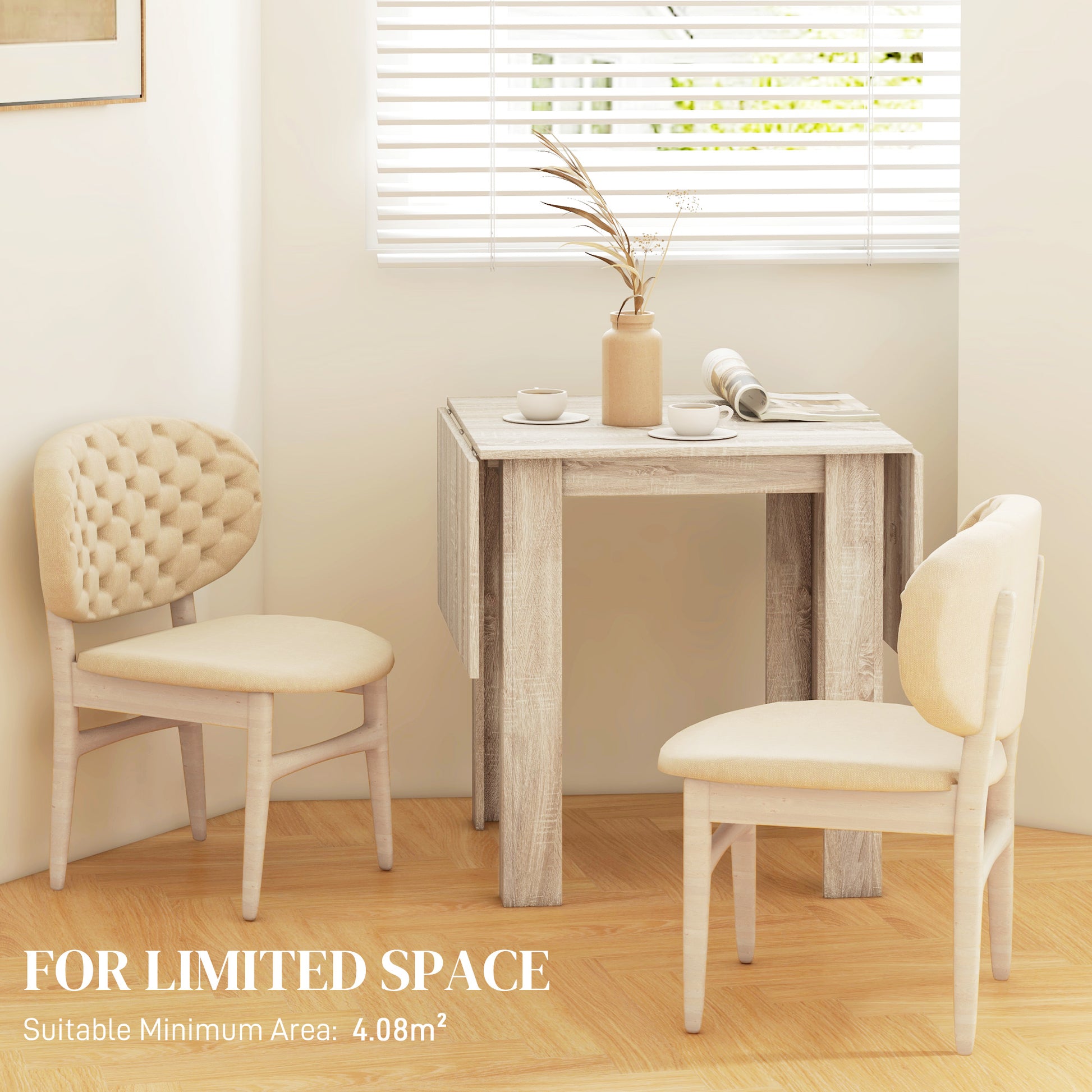Folding Kitchen Table, Extendable Kitchen Table for Small Space, Drop Leaf Dining Table for 2-4 People, Oak | HOMCOM-3