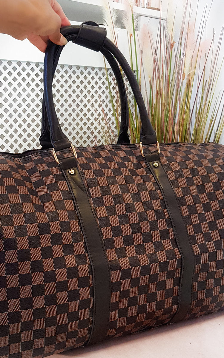 Checked Print Overnight Bag-8