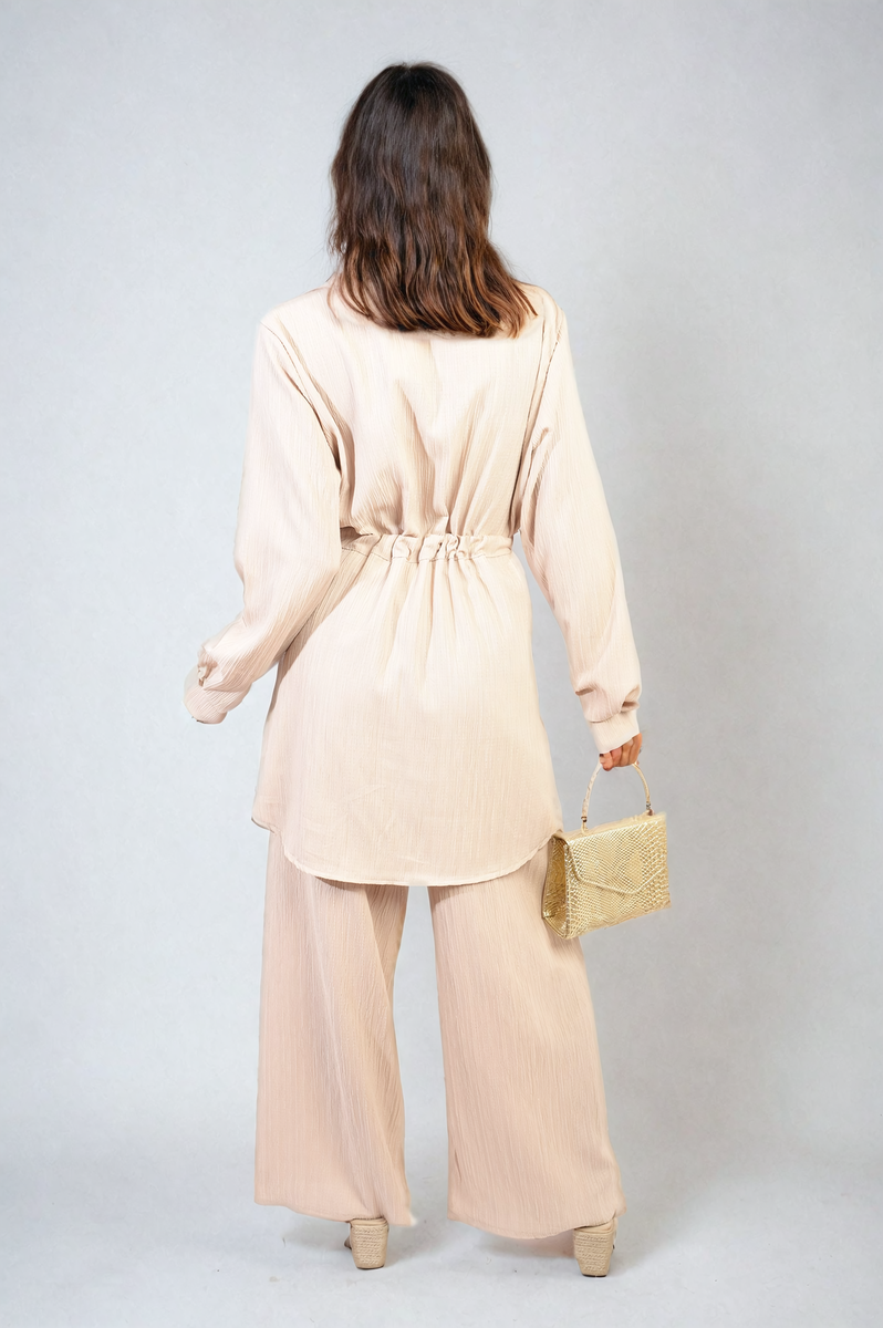 Oversized Long Sleeve Belted Button Down Top and Trouser Co-ord Set-2
