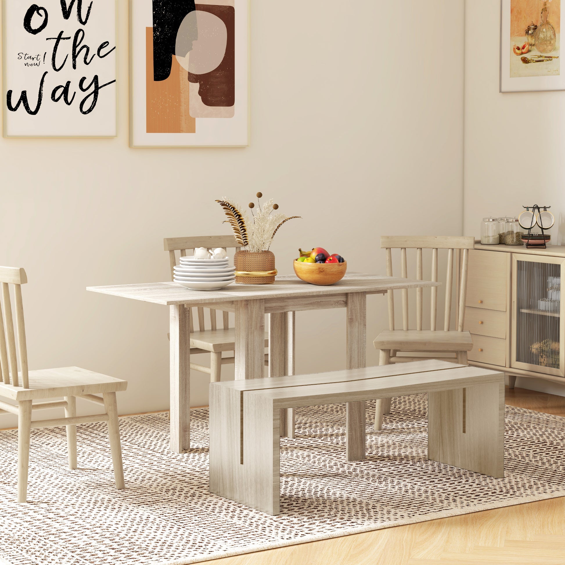 Folding Kitchen Table, Extendable Kitchen Table for Small Space, Drop Leaf Dining Table for 2-4 People, Oak | HOMCOM-8