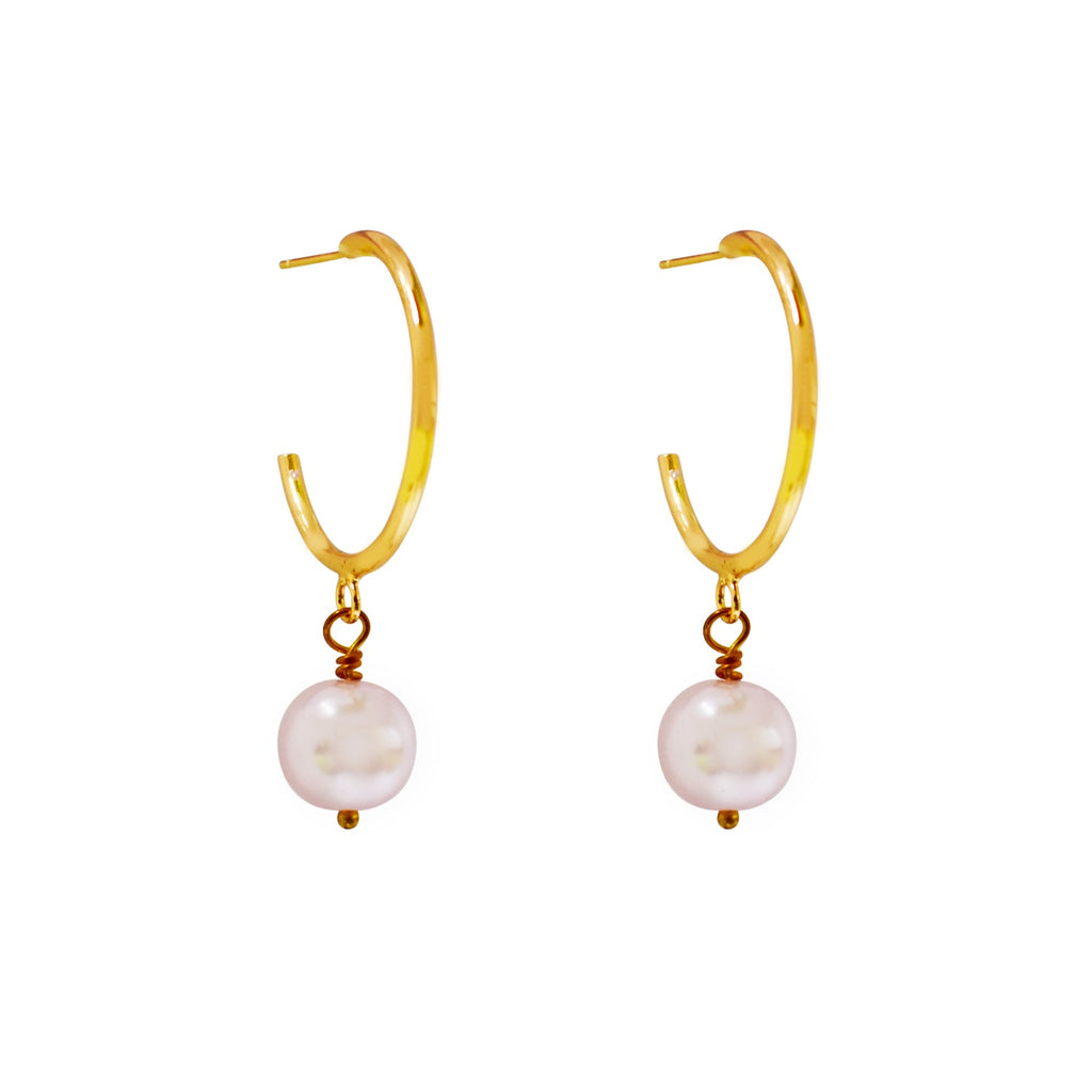 Pink Pearl Hoop Earrings, Faux Pearl Hoop Earrings, Pink Pearl Statement Earrings | by lovedbynlanla-4