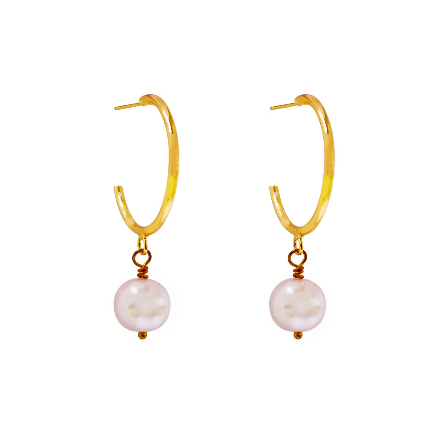 Pink Pearl Hoop Earrings, Faux Pearl Hoop Earrings, Pink Pearl Statement Earrings | by lovedbynlanla-4