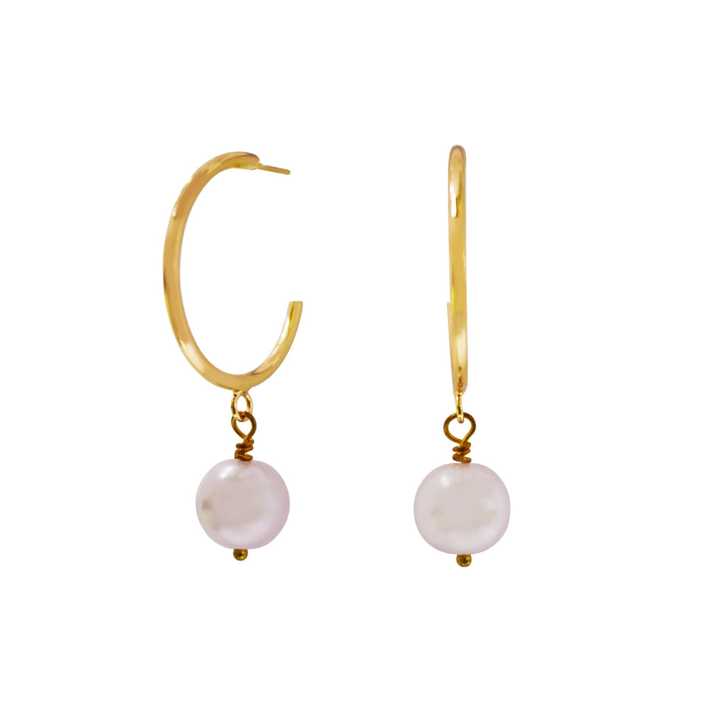 Pink Pearl Hoop Earrings, Faux Pearl Hoop Earrings, Pink Pearl Statement Earrings | by lovedbynlanla-1