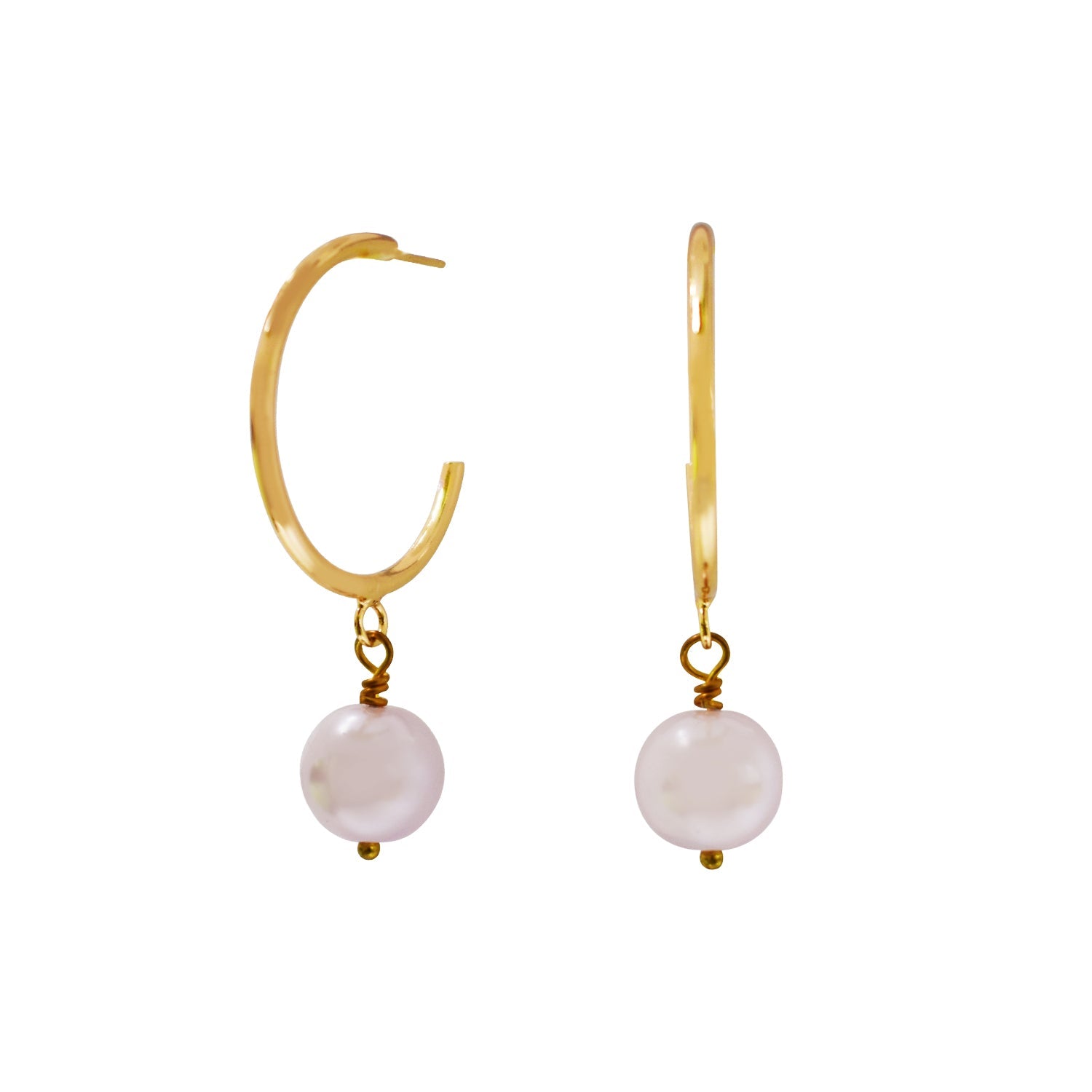 Pink Pearl Hoop Earrings, Faux Pearl Hoop Earrings, Pink Pearl Statement Earrings | by lovedbynlanla-1