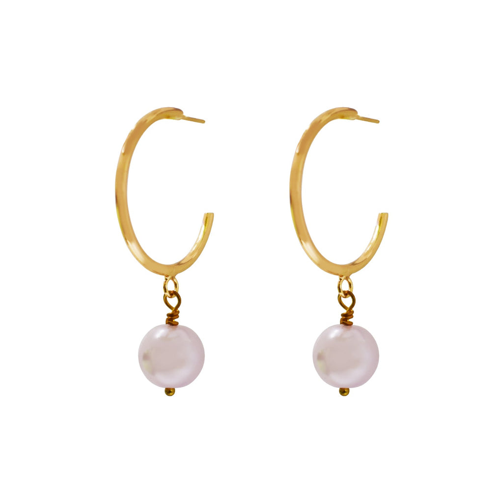 Pink Pearl Hoop Earrings, Faux Pearl Hoop Earrings, Pink Pearl Statement Earrings | by lovedbynlanla-0