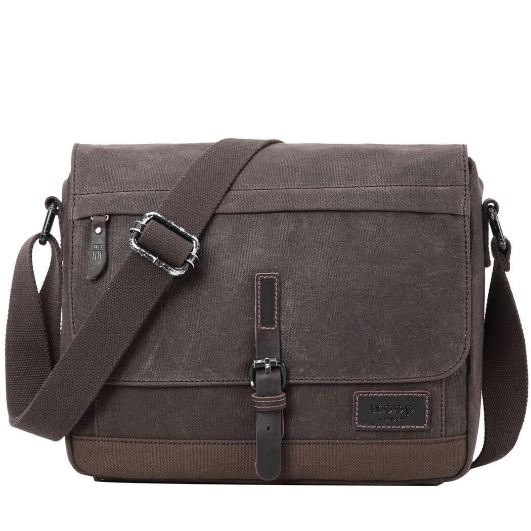 TRP0443 Troop London Heritage Canvas Leather Messenger Bag, Travel Bag, Tablet Friendly-6